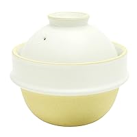 Tsukamoto Mashiko Ware Kamacco KM-3 Rice Earthenware Pot, 1 Cup, White, 5.5 inches (14 cm)