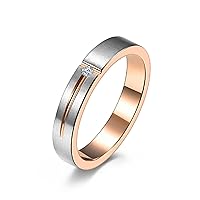 Promise Rings for Boys/Girls, Stainless Steel 4MM Matte Finished with Cubic Zirconia Promise Ring for Boys/Girls Silver