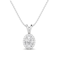 925 Sterling Silver Forever Classic 8X6 MM Oval Shape Moissanite Diamond Solitaire Pendant Necklace