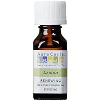 Aura Cacia 100% Pure Lemon Essential Oil | GC/MS Tested for Purity | 15 ml (0.5 fl. oz.) | Citrus limon