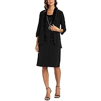 R&M Richards Womens Velvet Trim Sheath Two Piece Dress