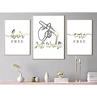 NATVVA 3 Pieces Canvas Art Prints Just Wax It Poster Painting Spa Quote Wall Pictures Gifts Artwork For Gold Waxing Room Esthetician Salon Decor With Wood Inner Frame