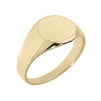 Men's Solid 10k Yellow Gold Engravable Polished Round Top Signet Ring (Size 8)