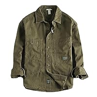 Classic Retro Work Shirt with Distressed and Heavy Washed Design Timeless Style for Everyday Wear