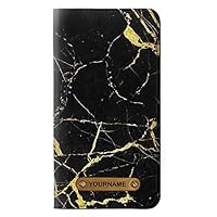 jjphonecase RW2896 Gold Marble Graphic Printed PU Leather Flip Case Cover for iPhone 11 Pro Max with Personalized Your Name on Leather Tag