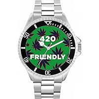 420 Friendly Weed Mens Wrist Watch 42mm Case Custom Design