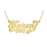 Rylos Necklaces For Women Gold Necklaces for Women & Men 14K Yellow Gold or White Gold Personalized Satin Finish Diamond Cut Nameplate Necklace Special Order, Made to Order Necklace