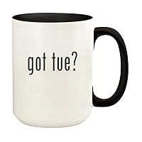 got tue? - 15oz Ceramic Colored Handle and Inside Coffee Mug Cup, Black
