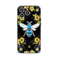 Case Compatible with iPhone 14 PlusCase for Girl,with Blue Bees Flower Pattern Design Plastic Shockproof TPU Bumper Protective Case for iPhone 14 Plus