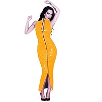 Plus Size Bodycon Split Long Dress Women Sleeveless Zipper Catsuit