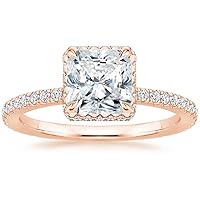 10K Solid Rose Gold Handmade Engagement Ring 2.0 CT Radiant Cut Moissanite Diamond Solitaire Wedding/Bridal Ring Set for Women/Her Propose Rings