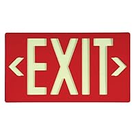 NMC 7050B EXIT Sign - 15.875 in. x 8.625 in. ABS Plastic, Single Face Sign with Brackets, Left, Right Chevron Arrows, Glow Yellow on Red