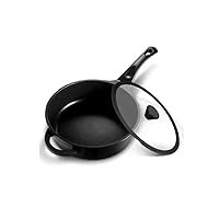 Pot Induction Cooker Wok Universal with Toughened Glass Lid and Non Slip Handles Frying Pan, Wok