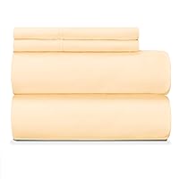 Nisaki Sateen Cotton Twin-Sheets-Sets Apricot Orange, 100% Long Staple Cotton Bedding Sets Twin, Sateen Sheet Set Cool & Breathable Deep-Pocket Sheets fits Upto 15 inch (100% Cotton Bed Sheets Set)
