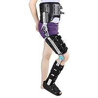 Knee Ankle Foot Orthosis Brace, Hip Knee Ankle Foot Orthosis Leg Fracture, Lower Limb Paralysis, Hip Walking Fixed with Walking Boots Brace, for Legs Fracture (Black Medium)