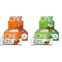 ONE Protein Bars, Peanut Butter Pie and Almond Bliss Flavors, Gluten-Free Protein Bars with 20g Protein and 1g Sugar, 2.12 oz (12 Count) Bundles