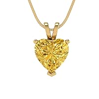 Clara Pucci 2.0 ct Heart Cut Stunning Genuine Canary Yellow Simulated Diamond Solitaire Pendant With 16