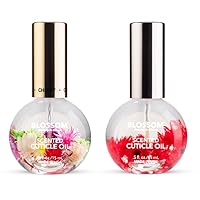 Blossom Hydrating, Moisturizing, Strengthening, Scented Cuticle Oil, Infused with Real Flowers, Made in USA, 2 Pack Bundle, Cherry + Amazon Exclusive Raspberry