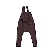Baby Girl Suspender Pants Toddler Overalls Bowknot Knitted Overalls High Waisted Suspender Trouser Fall