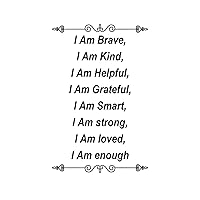 I Am Brave,I Am Kind,I Am Helpful,I Am Grateful,I Am Smart,I Am Strong,I Am Loved,I Am Enough Wall Decals Positive Wall Decals Vinyl Wall Stickers Quotes for Home Wall Decor