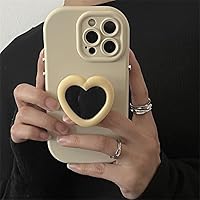 Cute Cartoon 3D Love Heart Silicone Soft Case for iPhone 15 14 13 12 Pro Max 11 X XR 14 15 Plus Candy Color Len Protective Cover,Yellow,for iPhone 13 ProMax