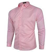 Mens Classic Button Down Dress Shirt Regular Fit Long Sleeve Oxford Lapel Collar Solid Business Work Office Shirts