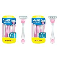 Gillette Venus Sensitive Disposable Razors for Women with Sensitive Skin, Delivers Close Shave with Comfort, 6 Count (Pack of 2)