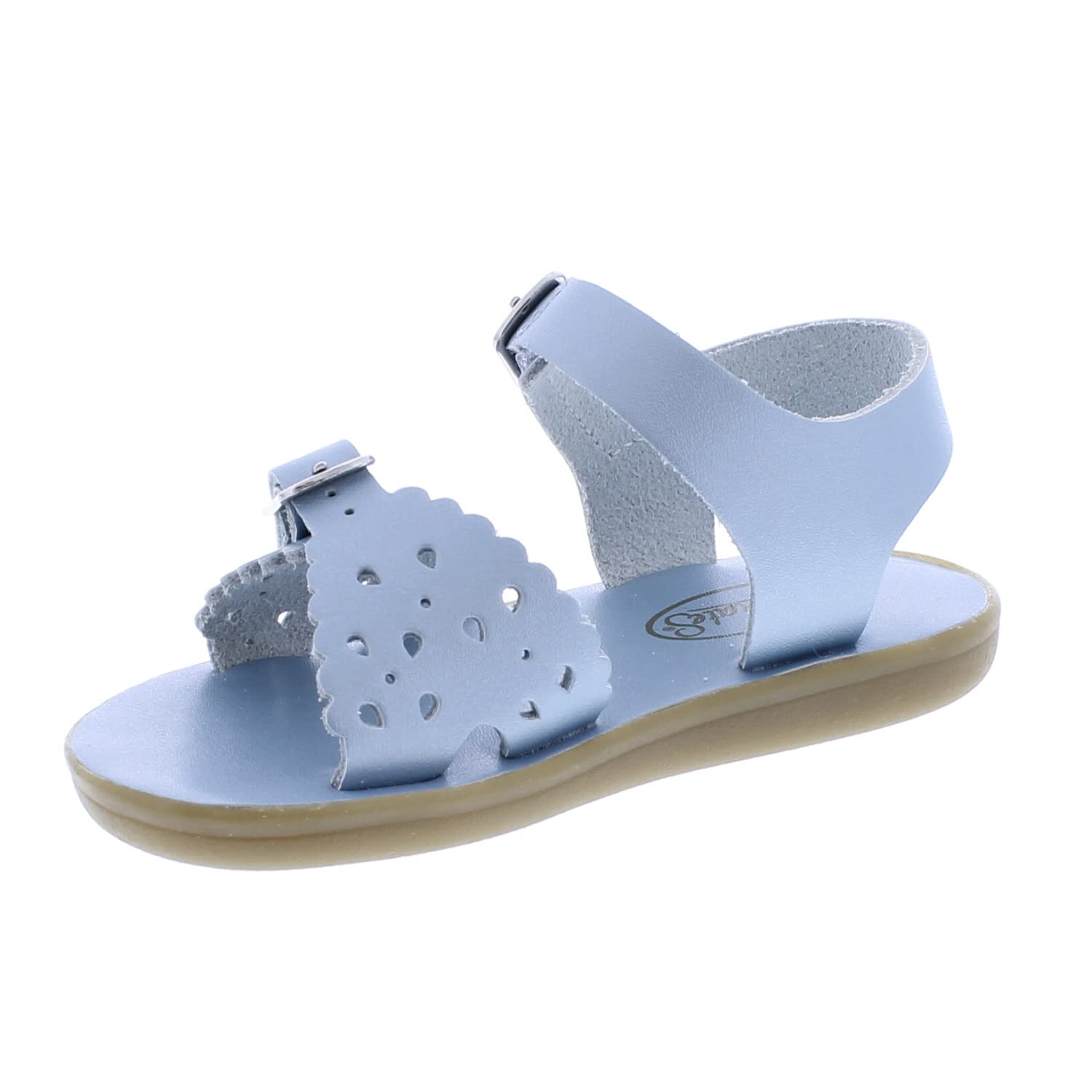 FOOTMATES Ariel and Eco-Ariel Waterproof Sandals for Girls and Boys - Microfiber Vegan Nappa with Slip-Resistant Non-Marking Outsoles and Strap-Closure, Blue Pearl Micro - 12 Little Kid (4-8 Years)