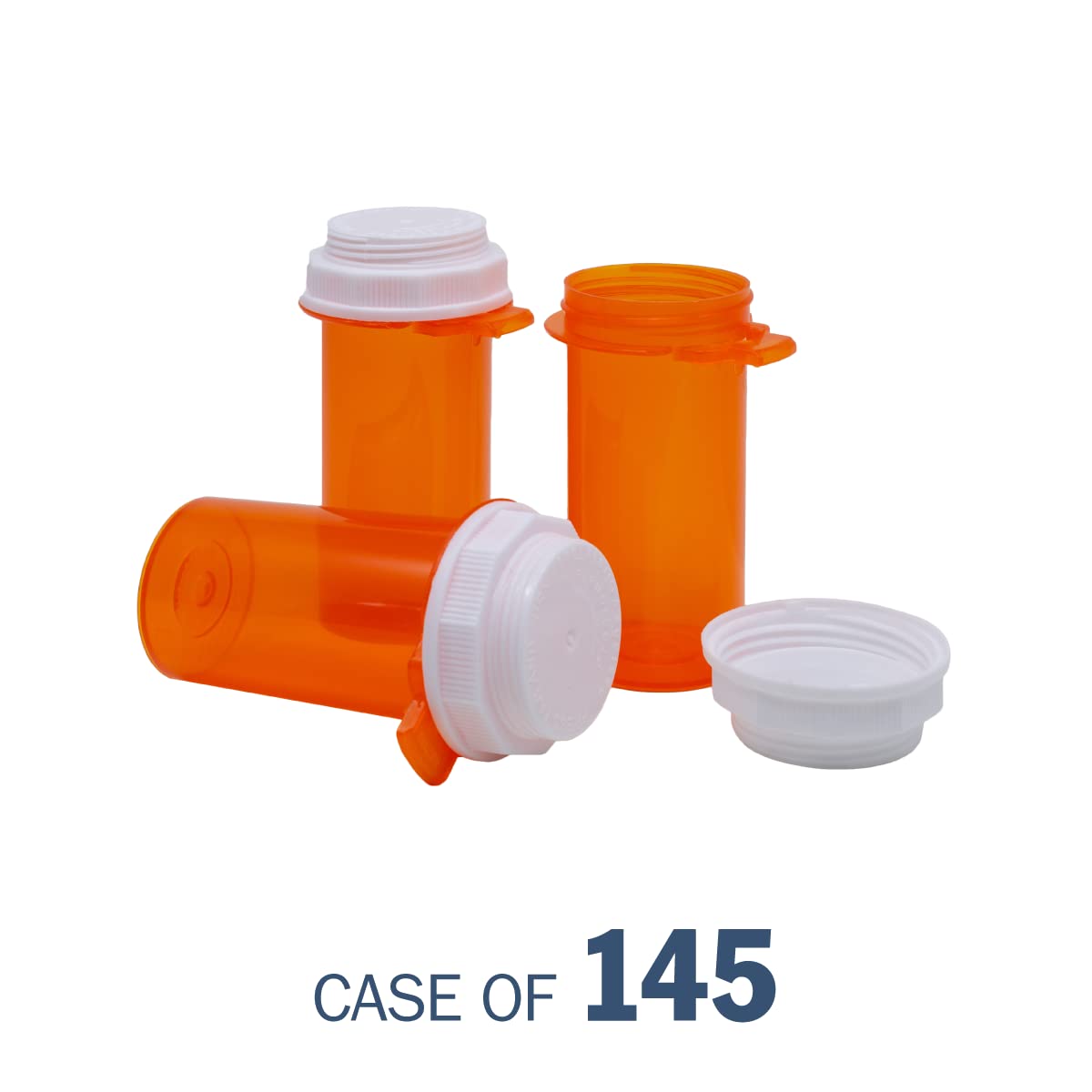 Ezy Dose Pill Box and Medicine, Vitamin Container & Vial, 20 Dram Storage, Child-Resistant Cap, Case of 145