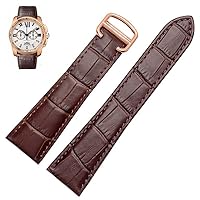 Watch Strap for Cartier Tank Calibre Series Genuine Leather Mechanical Watch Men and Women 20mm 22mm 23mm 25mm Watch Band (Color : Silver Yellow, Size : 17mm)