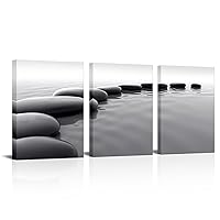 HOMEOART Zen Stone Picture Bathroom Spa Room Wall Decor Black and White Zen Canvas Wall Art Framed Ready to Hang for Living Room Bedroom Home Office Decor