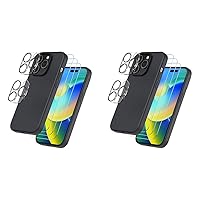Trianium [6 in 1 Designed for iPhone 14 Pro Case Silicone (Black), with 3 Pack Screen Protector & [6 in 1 Designed for iPhone 14 Pro Max Case Silicone (Black)