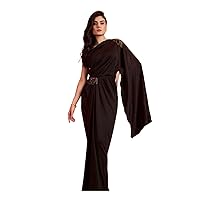 One Shoulder Black Saree Gown Women - Party, Cocktail, Wedding Dress (Black)