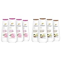 Body Wash Renewing Peony and Rose Oil 4 Count for Renewed & Body Wash Pampering Shea Butter & Vanilla 4 Count for Renewed