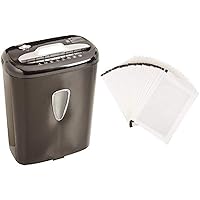 Amazon Basics 6-Sheet High-Security Micro-Cut Paper Shredder and Shredder Sharpening & Lubricant Sheets (Pack of 24) Bundle