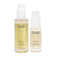 OUAI Hair Oil Bundle - Hair Heat Protectant Oil for Frizz Control - Adds Hair Shine and Smooths Split Ends - Color Safe Formula - Paraben, Phthalate and Sulfate Free (2 Count, 0.45 Oz/1.5 Oz)
