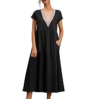 Beach Dresses for Women 2024 Vacation Short Sleeve Maxi Dress Sun Dresses for Women Elegant Spring Birthday Prom Flowy