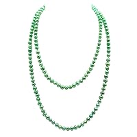JYX Double Strand Pearl Necklace Dyed-green Freshwater Cultured Pearl Necklace Sweater Necklace 48