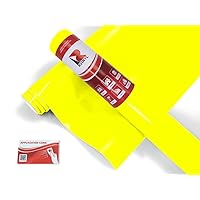 ORACAL 7510 Fluorescent Yellow Gloss Permanent Adhesive Vinyl Roll for Craft and Sign Cutters (12in x 5ft Roll)