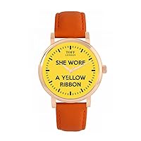 Football Fans She Wore A Yellow Ribbon Ladies Watch 38mm Case 3atm Water Resistant Custom Designed Quartz Movement Luxury Fashionable