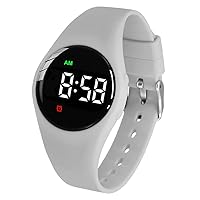 Waterproof Vibrating Alarm Watch Rechargeable 15 Alarm Reminder Watch Potty Training Watch with Lock Screen (Grey Round)(WT15)