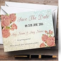 Shabby Chic Vintage Floral Classic Light Personalized Wedding Save The Date C...