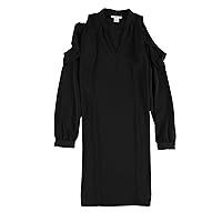 Womens Cold Shoulder Shirt Dress, Black, XX-Small