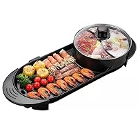 Hot pot with Grill 2 in 1 Electric BBQ Grill Shabupot 2200W Non-Stick Korean Barbecue Grill Indoor for 2-12 People Independent Dual Temperature Control 110V(27 Inch)