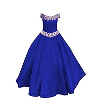 Mollybridal 2024 Modest Off The Shoulder Princess Satin Little Girl Pageant Special Occasion Party Dresses with Sleeves