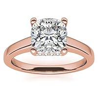 14K Solid Rose Gold Handmade Engagement Ring 1.00 CT Cushion Cut Moissanite Diamond Solitaire Wedding/Bridal Ring for Women/Her Best Ring