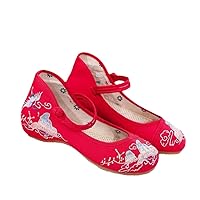 Comfortable Women Cotton Fabric Flat Shoes Ladies Casual Soft Walking Shoes Chinese Style Embroidered Ballet Flats