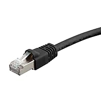 Cat6A Ethernet Patch Cable - Snagless RJ45, Fullboot, 550Mhz, Double Shielded (S/FTP) Pure Bare Copper Wire, 10G, 26AWG, 14 Feet, Black
