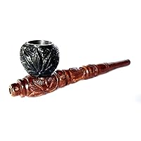 Handmade Wooden Carved Natural Herbal Antique Designer 6 Inch Wooden Pipe for Gifts