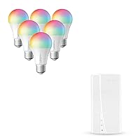 Smart Light Bulb Color Changing Bundle Smart Home Hub, Work with Alexa, Google Home, SmartThings, IFTTT, Zigbee Smart LED Bulb and Zgbee Smart Hub, 7 Pack